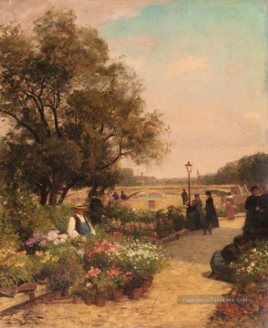  impressionnistes tableau - Gilbert Vibert Gabriel Quai Aux Fleurs peintre belge Alfred Stevens Fleurs impressionnistes